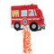 Small Pull String Fire truck Pinata for Birthday Party Decorations, Firefighter Party Supplies (16 x 12.3 x 3 In)